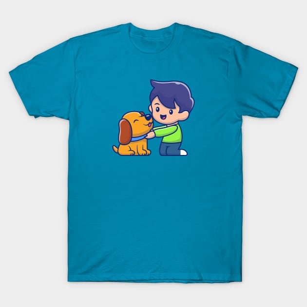 Cute boy with dog T-Shirt by Catalyst Labs